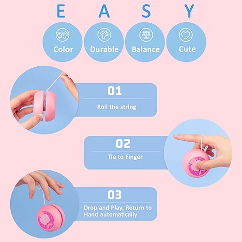 Miniatura 3 de Yoyo para niños auto retorno madera Yoyos juguetes retractables búho púrpura no se necesitan habilidades animales de madera Yoyo