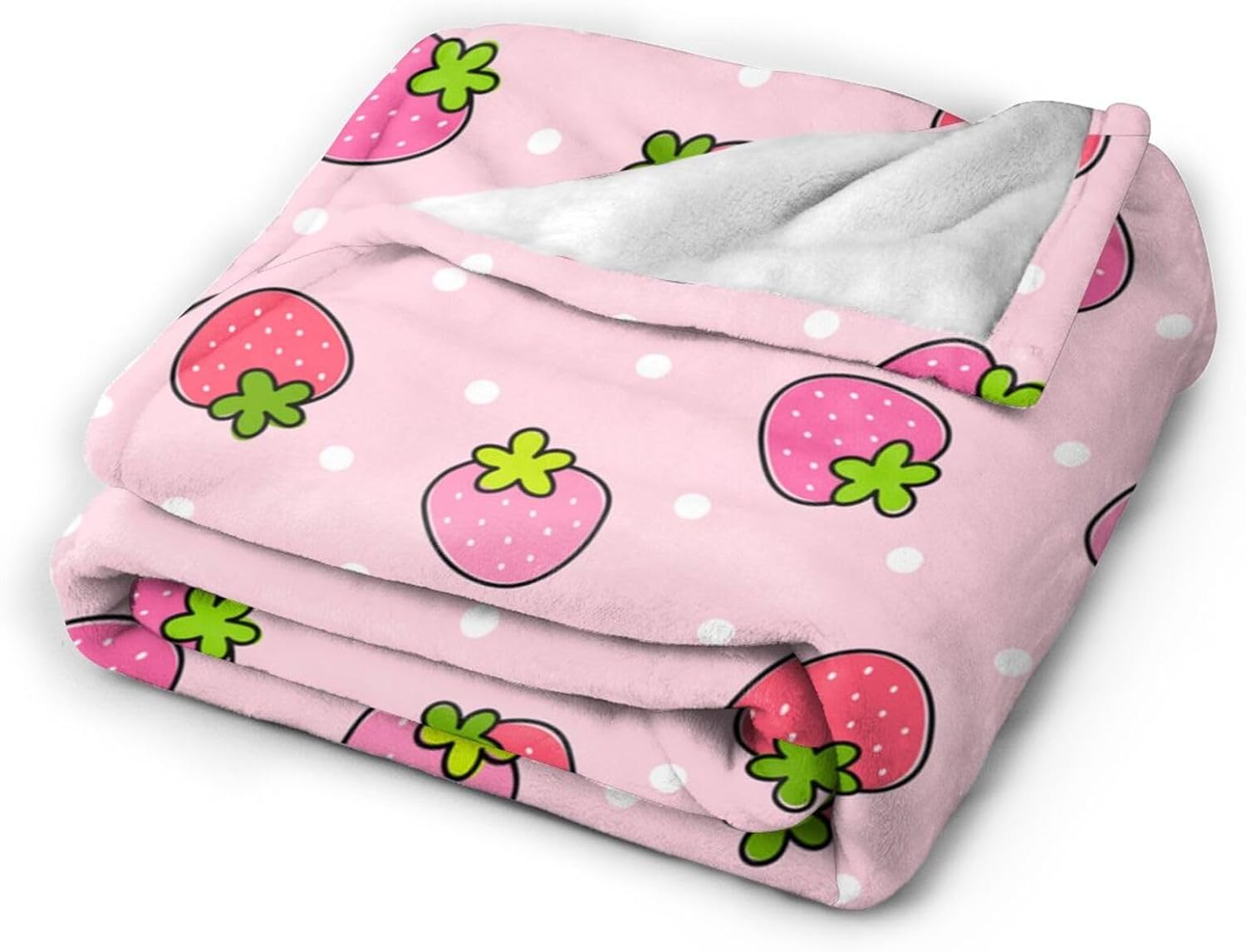 Cute Strawberry Dot Pattern Blanket, Soft Blankets Flannel Bed Throw Cozy Lightweight Plush Gifts for Women Girls Kids Sofa Couch Bedroom Living Rooms Warm All Season, Home Decor, Small 50"x40" - Image 2