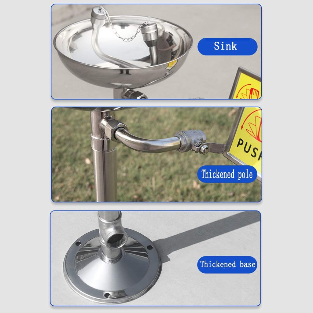 Stations de Lavage oculaire, avec signalétique dédiée, Station en Acier Inoxydable 304 pour Le Nettoyage d'urgence des Yeux en Laboratoire et en entrepôt.