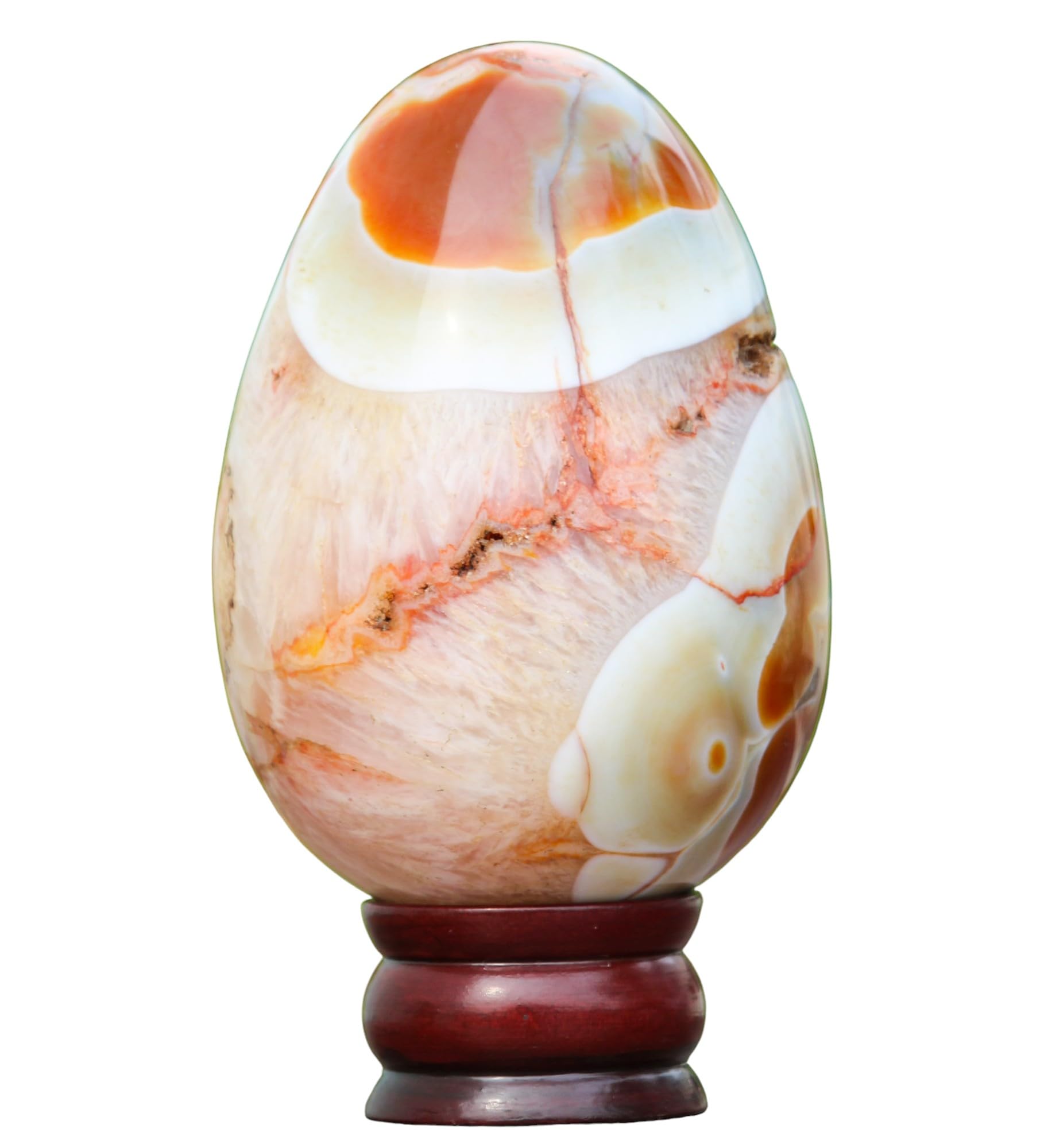 A+Huevo de piedra grande metafísica curativa de chakras de cristal de cornalina con bandas rojas naturales pulidas (140 mm/1360 g) para meditación, Feng Shui, aura, para interiores, decoración del