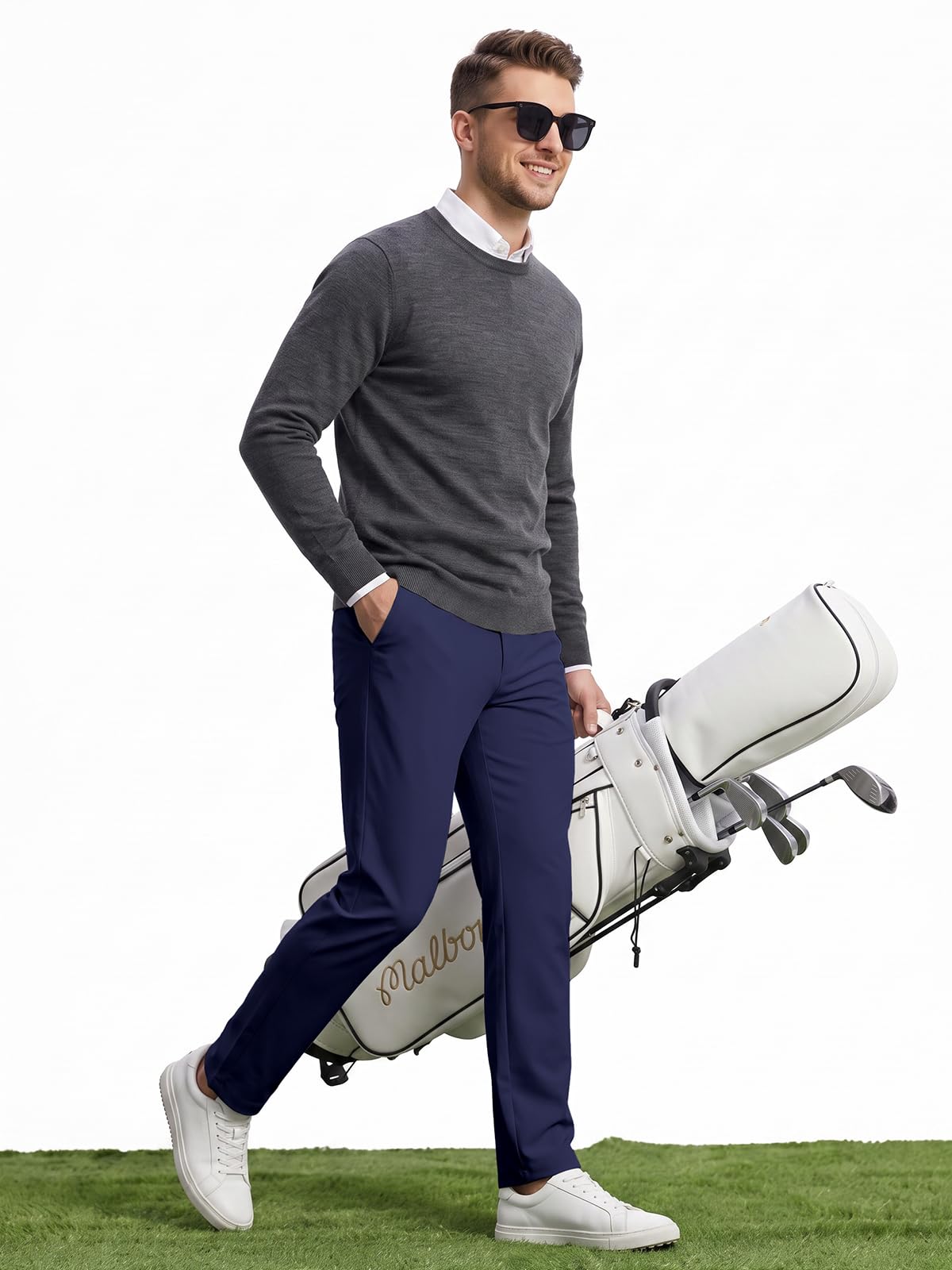 Męskie spodnie golfowe rozciągliwe slim fit szybkoschnące wodoodporne spodnie golfowe lekkie oddychające spodnie na co dzień z kieszeniami