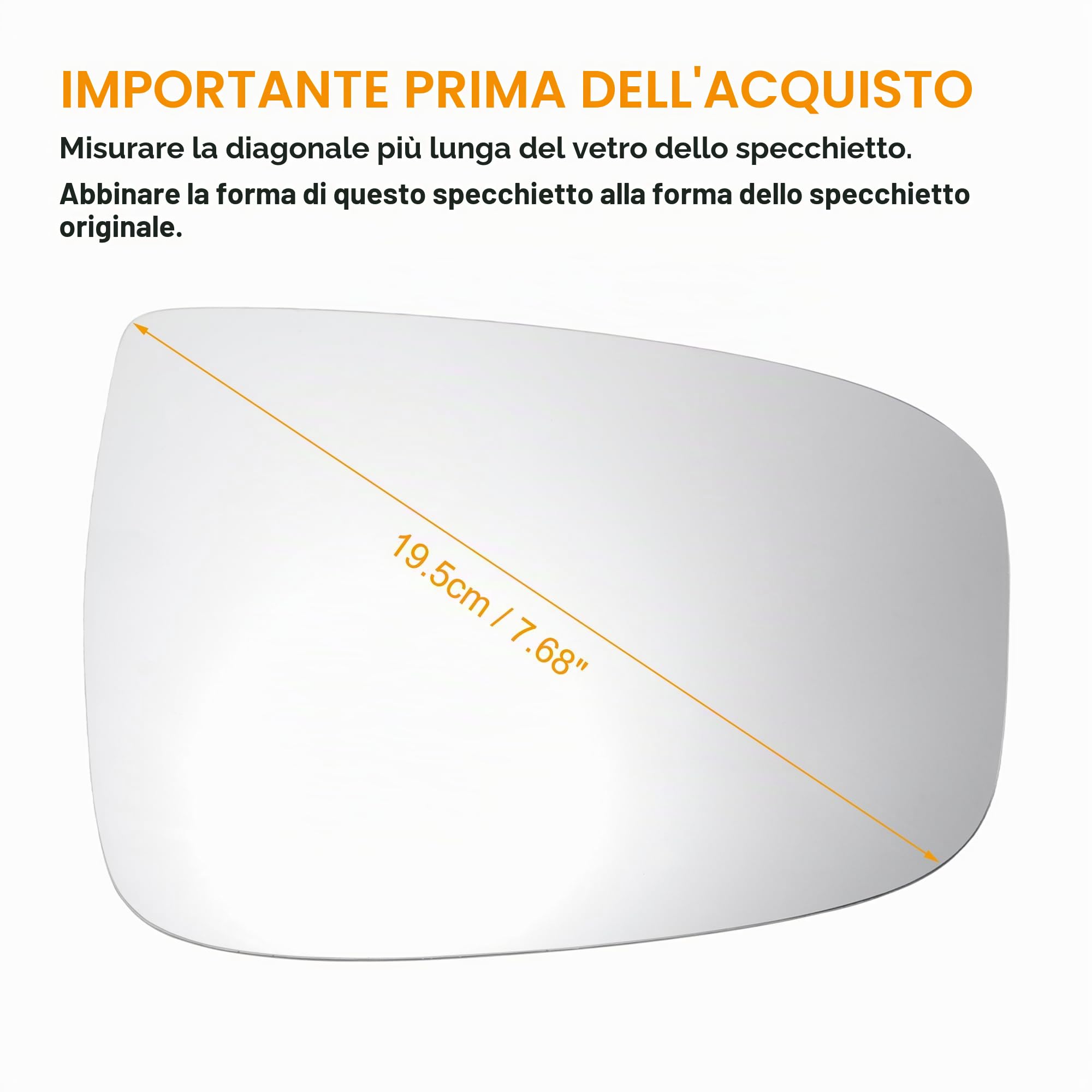 QUARKZMAN Vetro Specchio Retrovisore Destro Per Hyundai IX20 10-19 1pc
