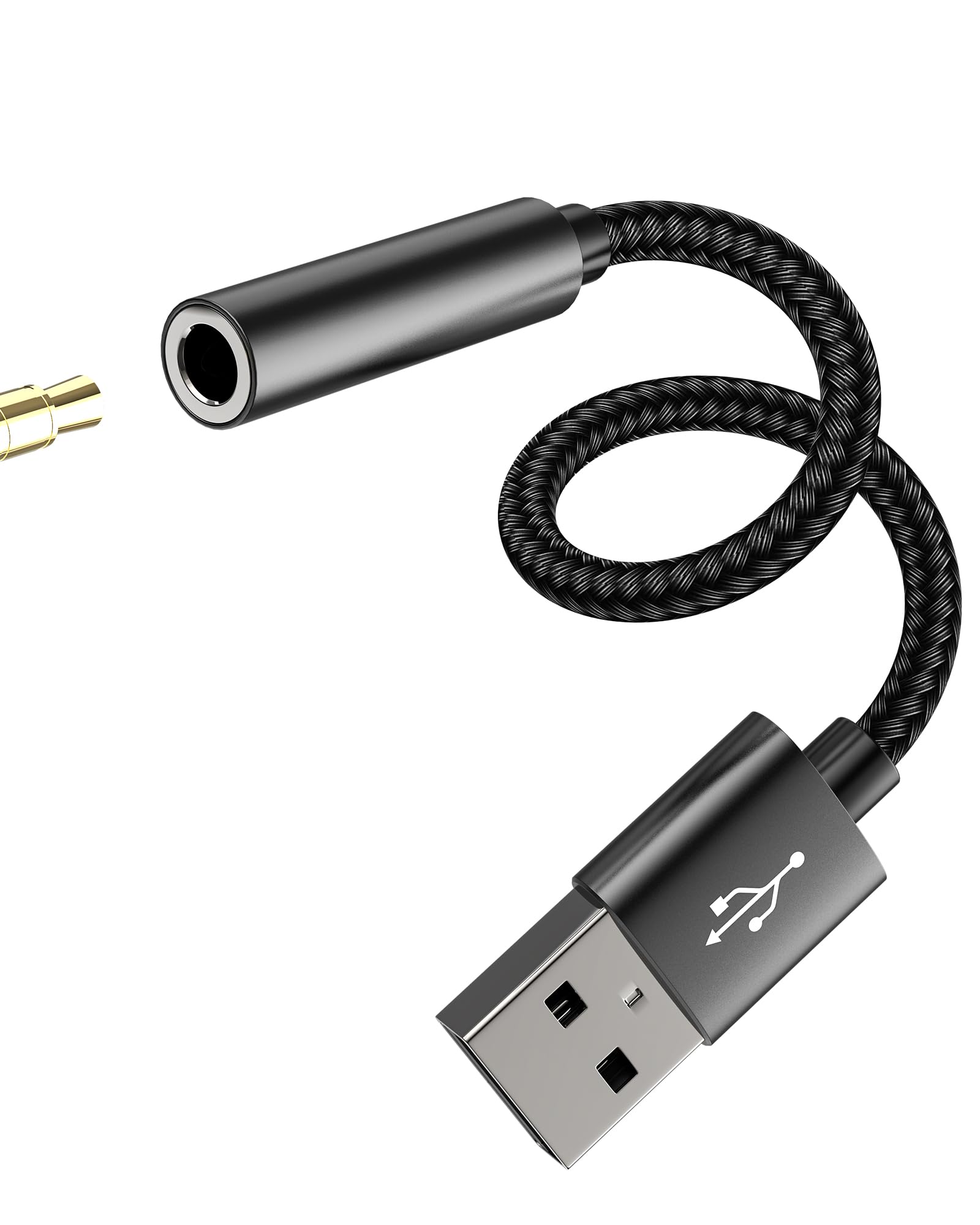 Adaptador de áudio USB para 3,5 mm para conector de fone de ouvido, cabo DAC, interface
