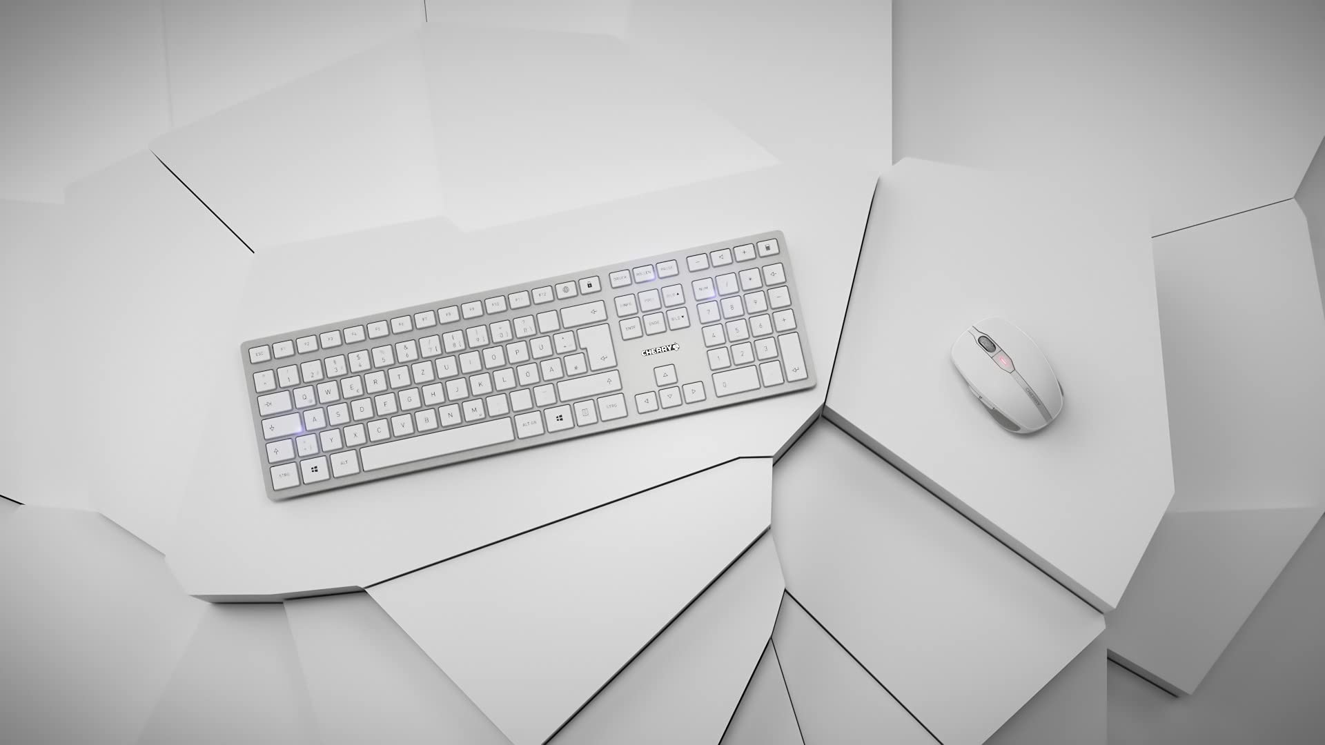 Y Cherry Desktop DW 9100 Slim [DE] WL AES Silver BT Lithium Akku - wochenlange Nutzung ohne Aufladung