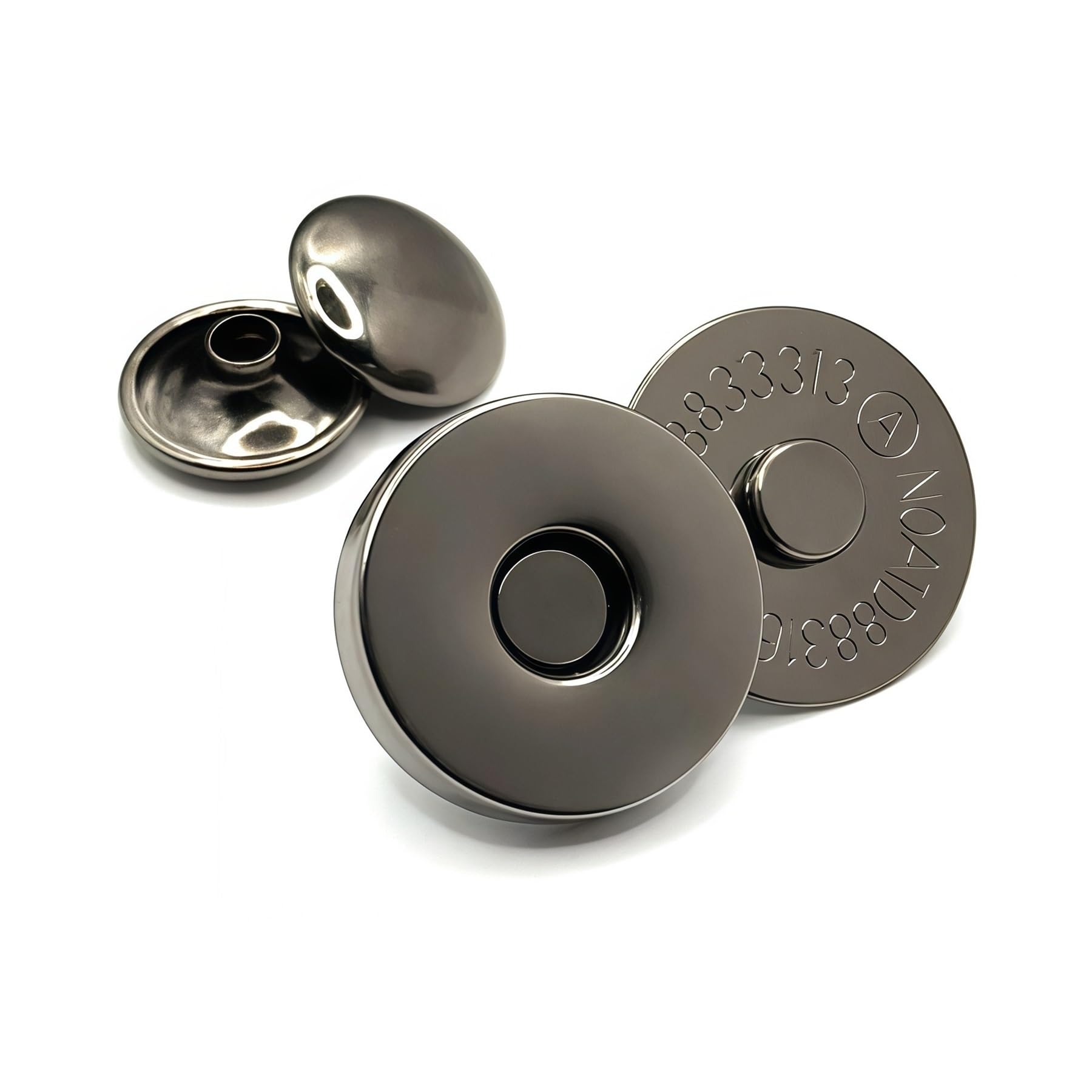 Magnetic Press Studs 10-100Sets RoYishi 14/18mm Diameter Round Magnetic Snap Sets, Strong Button Clasps Double-Sided Leather Snaps(Black Gun,10 Sets,14mm)