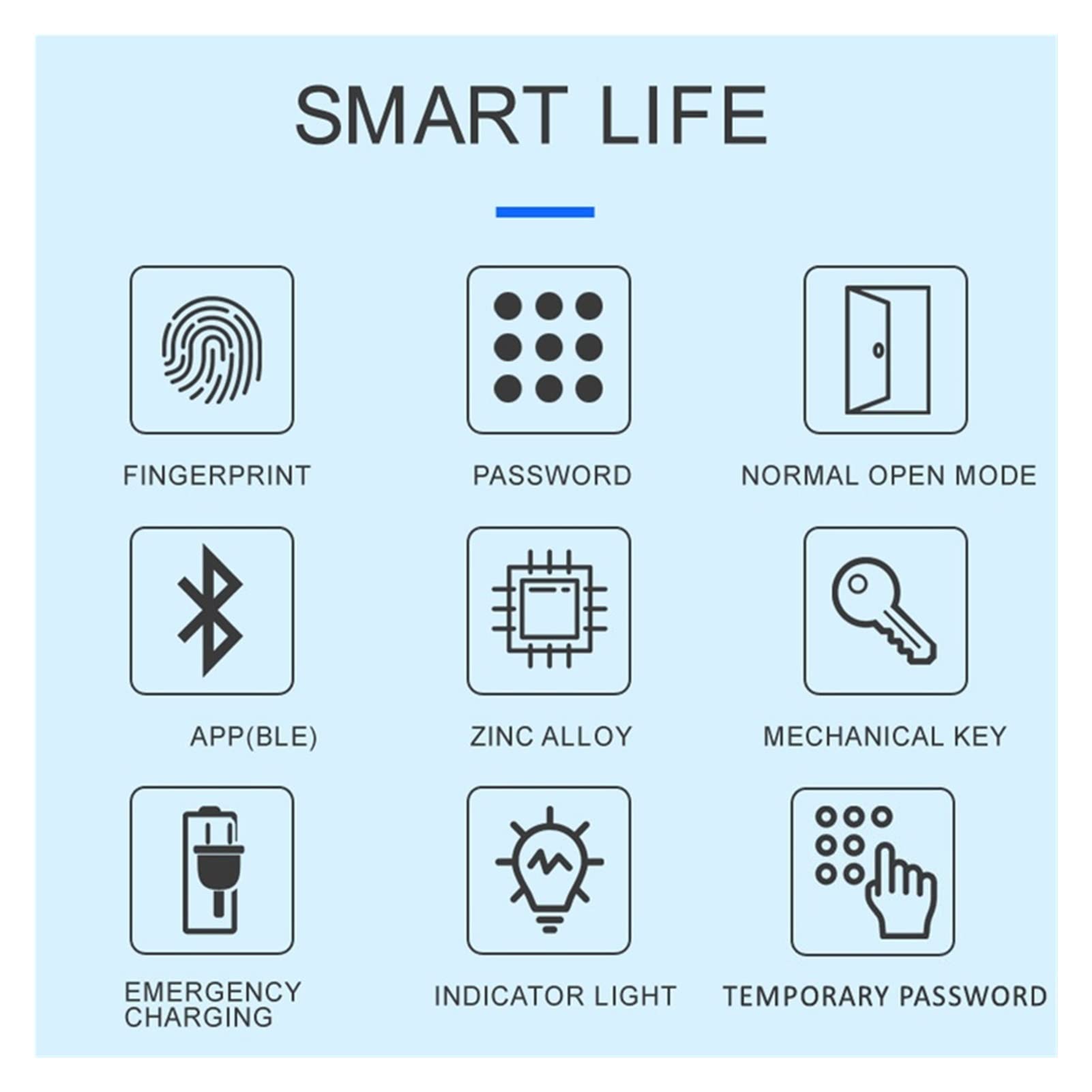 Lokta elektronicznego blokady elektronicznej blokady drzwi palców App Blue-T hasło Mały uchwyt mechaniczny odblokowanie(017B)