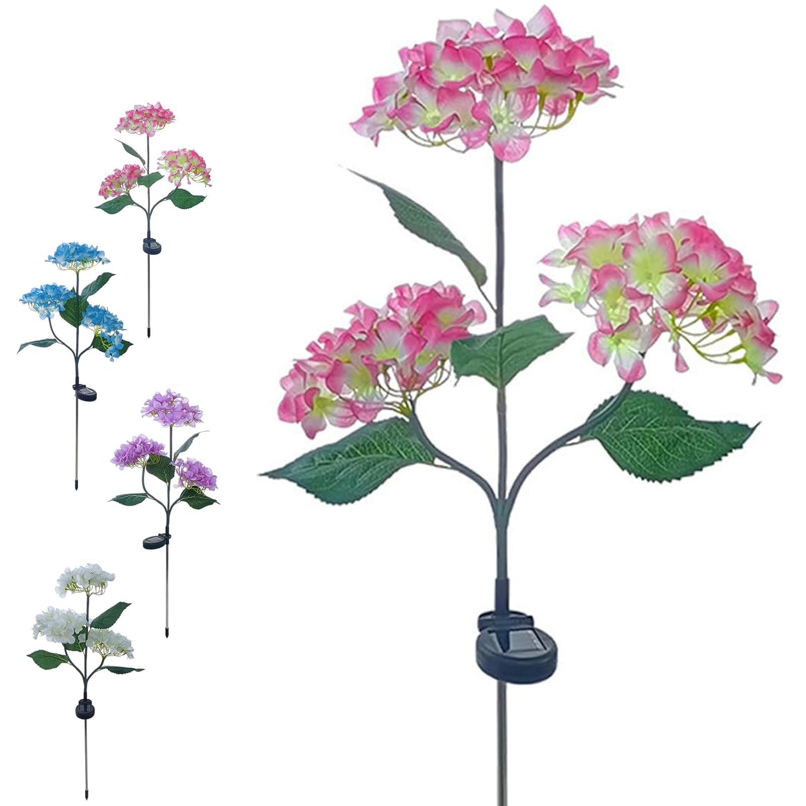 VasedGins Fairy Hydrangea Lights, IP65 Waterproof LED Fairy Hydrangea Solar Lights, Outdoor Garden Decor Flower Stake Lamps for Patio, Lawn & Pathway (Pink)