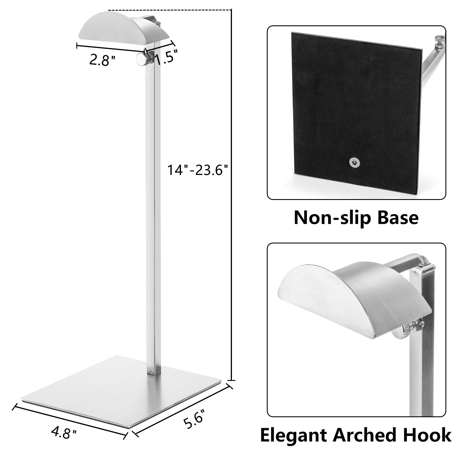 Hacaroa 3 Pack Purse Display Stand Stainless Steel, Adjustable Height Metal Handbag Holder Single Bag Jewelry Display Rack for Home, Boutique Store, Silver