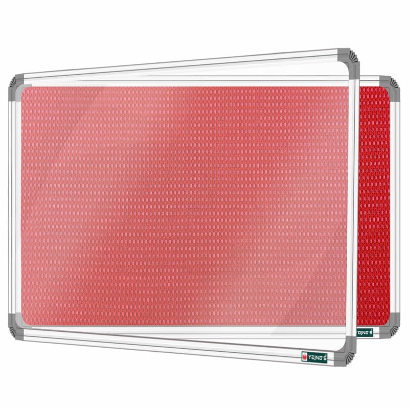 Image of YAJNAS 2X6 Feet Premium Material Red Designed Notice Board with Acrylic Door /Soft Board /Bulletin Board /Pin-up Display Board for Study Room, Office, School & Home Use