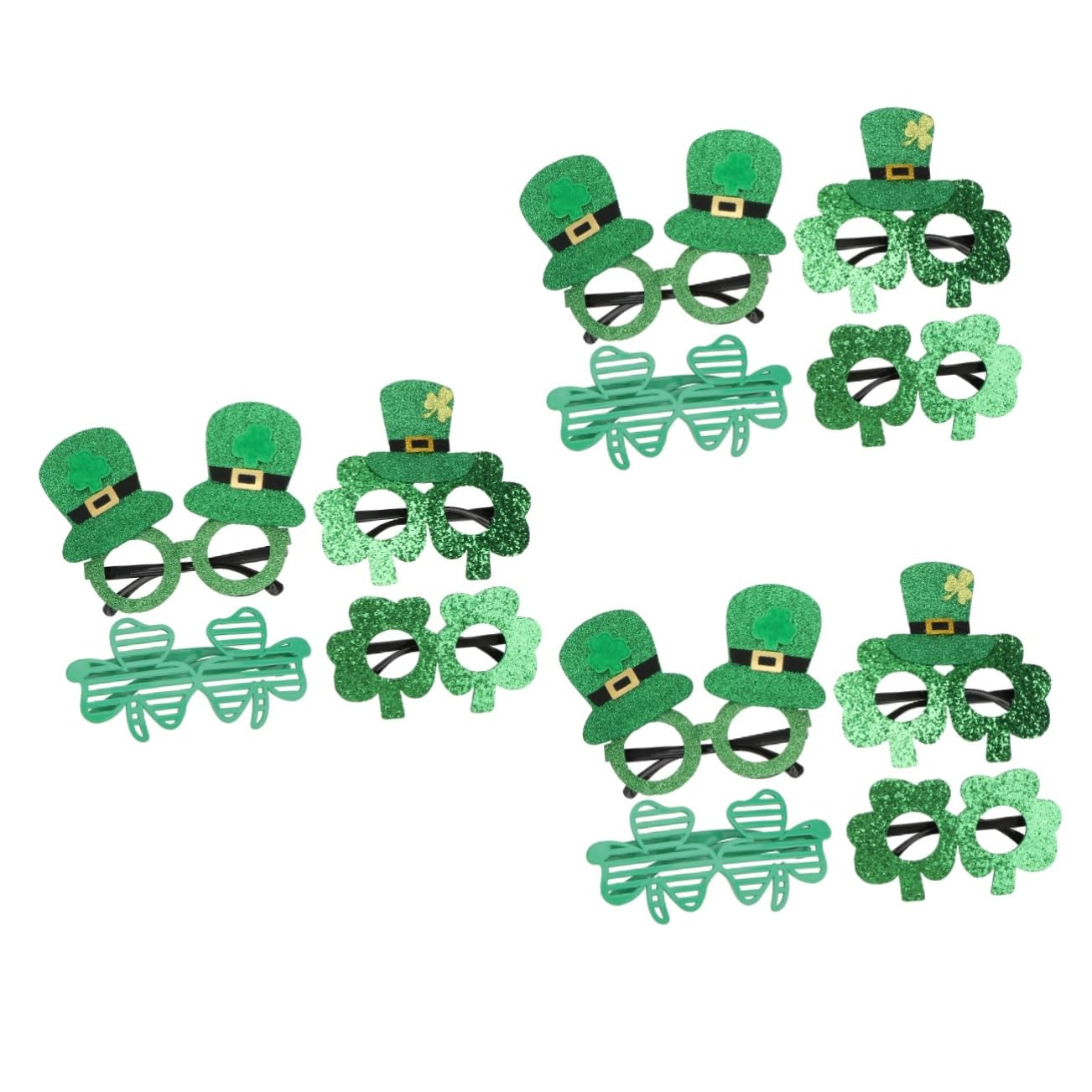Abaodam 12 Pares Juego De Gafas Festival Anteojos De Trébol Decoración De Gafas Decoración Del Día De San Patricio Gafas Verdes Gafas De Trébol Gafas De Fiesta Hojas Parrillero El Plastico
