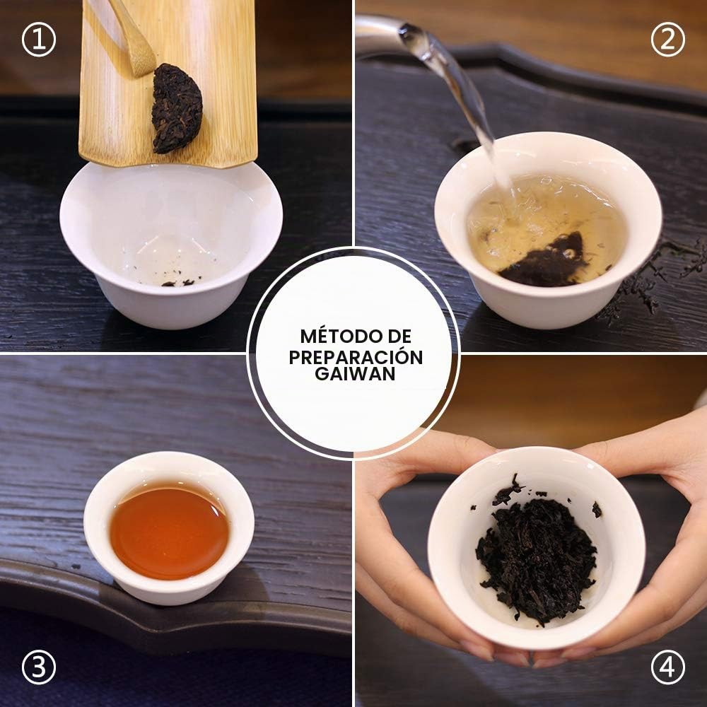 Té Pu-erh Maduro Mini Pastel 96 Tazas 200g Tubo de Hoja de Bambú