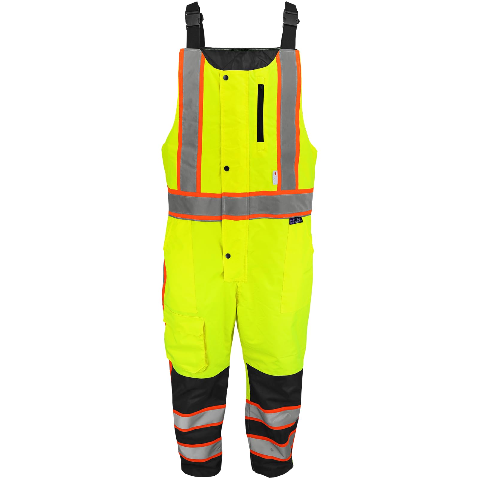 Global Glove High-Visibility Insulated Winter Bibs with Durable Water-Resistant Finish, Yellow/Green with Orange Trim and Reflective Material, Size 2XL/3XL