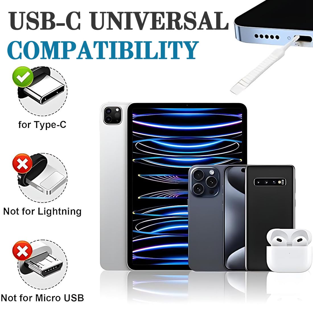 Kit per la Pulizia del Telefono Cellulare 13 pezzi USB C kit per rimozione polvere, Kit spazzole per Pulizia Porta Telefono Spina Antipolvere in Metallo Spazzole per Altoparlanti per Telefono