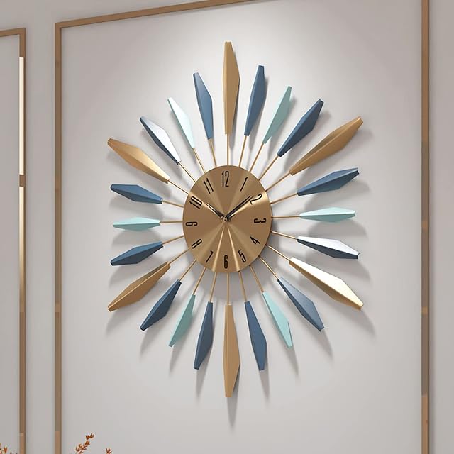28 Inch Large Wall Clock Metal Decorative, Mid Century Silent Non-Ticking Big Clocks, Modern Home Decorations for Living Room,Bedroom,Dining Room,Office, 70 cm