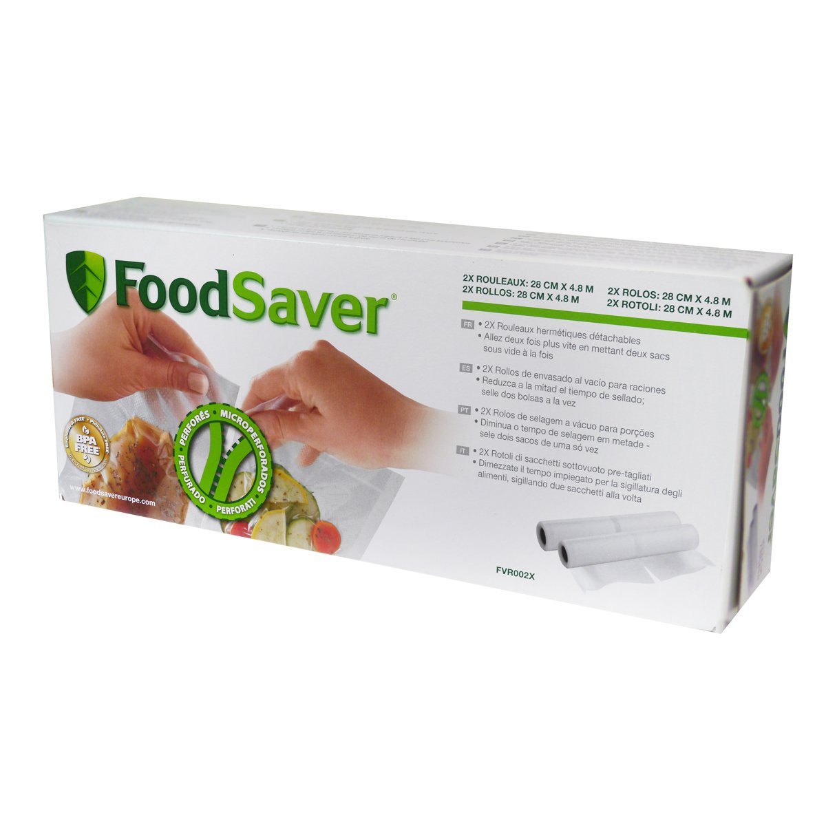 FoodSaver sacs de mise sous vide réutilisables, Sans BPA, 2 rouleaux de sacs de mise sous vide, (20cm x 6,7m) [FSR2002I]
