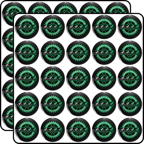Green Peace Crank Spider Bicycle Cycling Environmental Eco Friendly Bike Rider Gift 1 Inch 50-Pack Waterproof Vinyl Decals