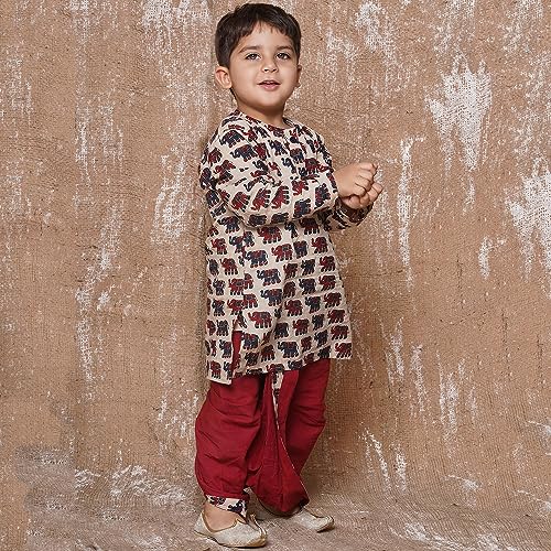 Image of AJ DEZINES Kids Ethnic Wear Pure Cotton Dhoti Kurta Set For Boys
