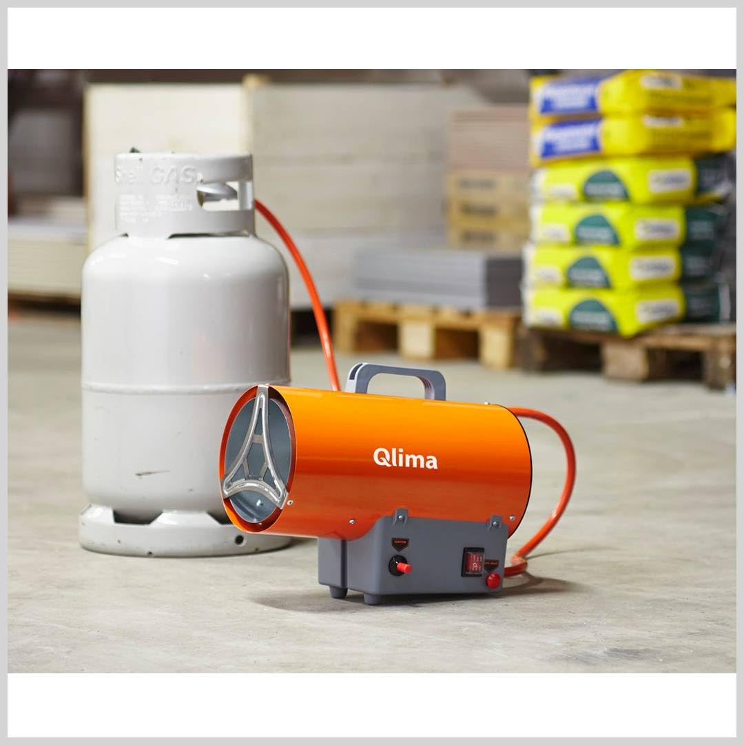 Qlima GFA1010 Riscaldatore Stufa a Gas ad Aria Forzata Termoventilatore Industriale Alta Potenza a Butano o Propano Accensione Rapida Generatore Calore Istantaneo con Ventola 10Kw 160m3 730gr/h
