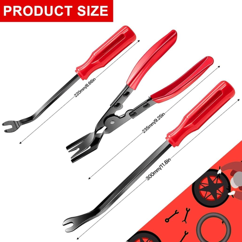 3 Pcs Auto Clip Pliers Set and Fastener Remover,Car Trim Rivet Removal Pry Tool Repair Kit with Storage Bag- Automotive Interior Repair Kit for Dashboard Panels.