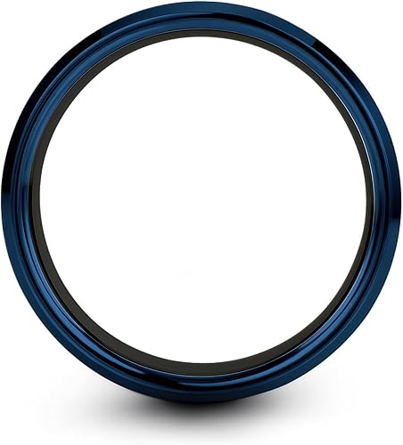 Miniatura 2 de Anillo de estrella con sol y luna Regalo para soñador celestial bisel de cúpula plana tungsteno oro amarillo negro plata azul grabado