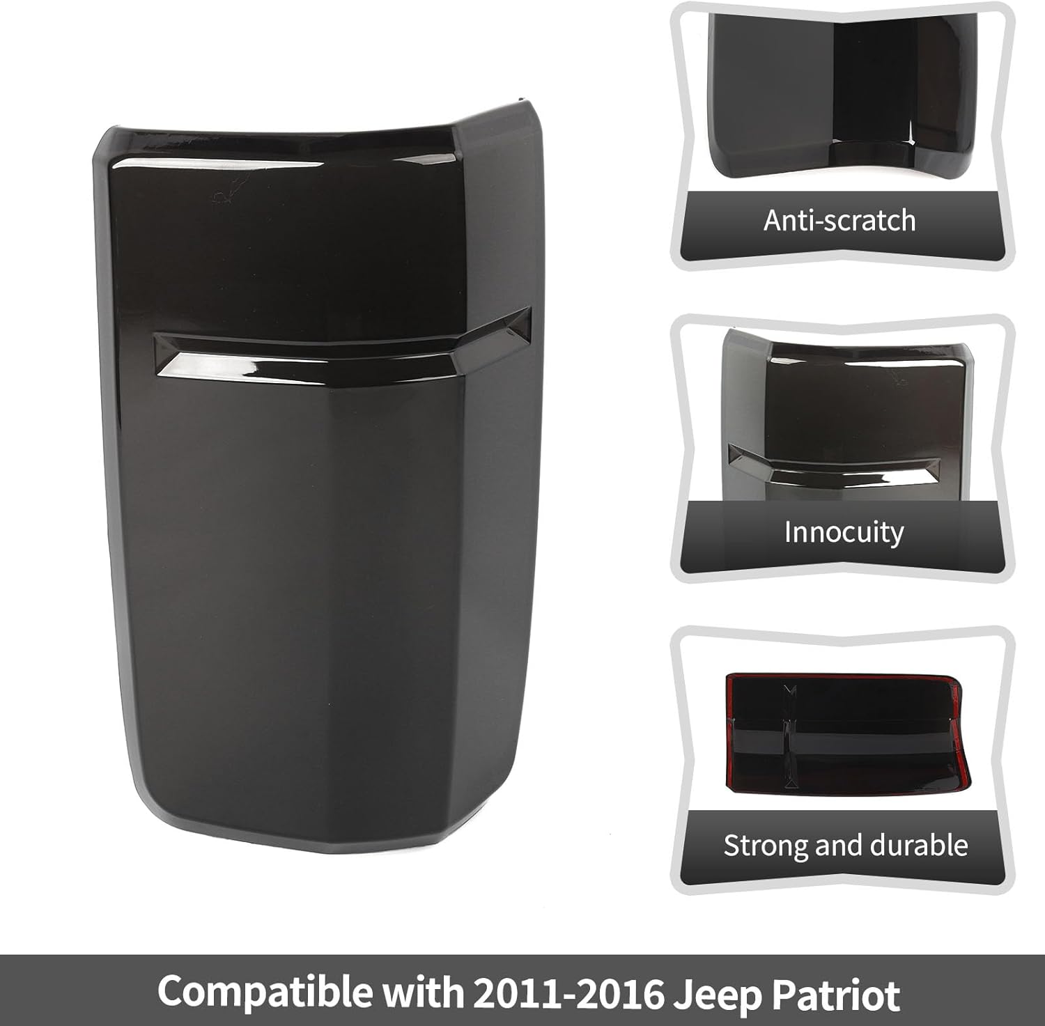 CheroCar Smoked Black Tail Light Cover Guard Trim Replacement TailLight Cover ABS Exterior Accessories for Jeep Patriot 2011 2012 2013 2014 2015 2016