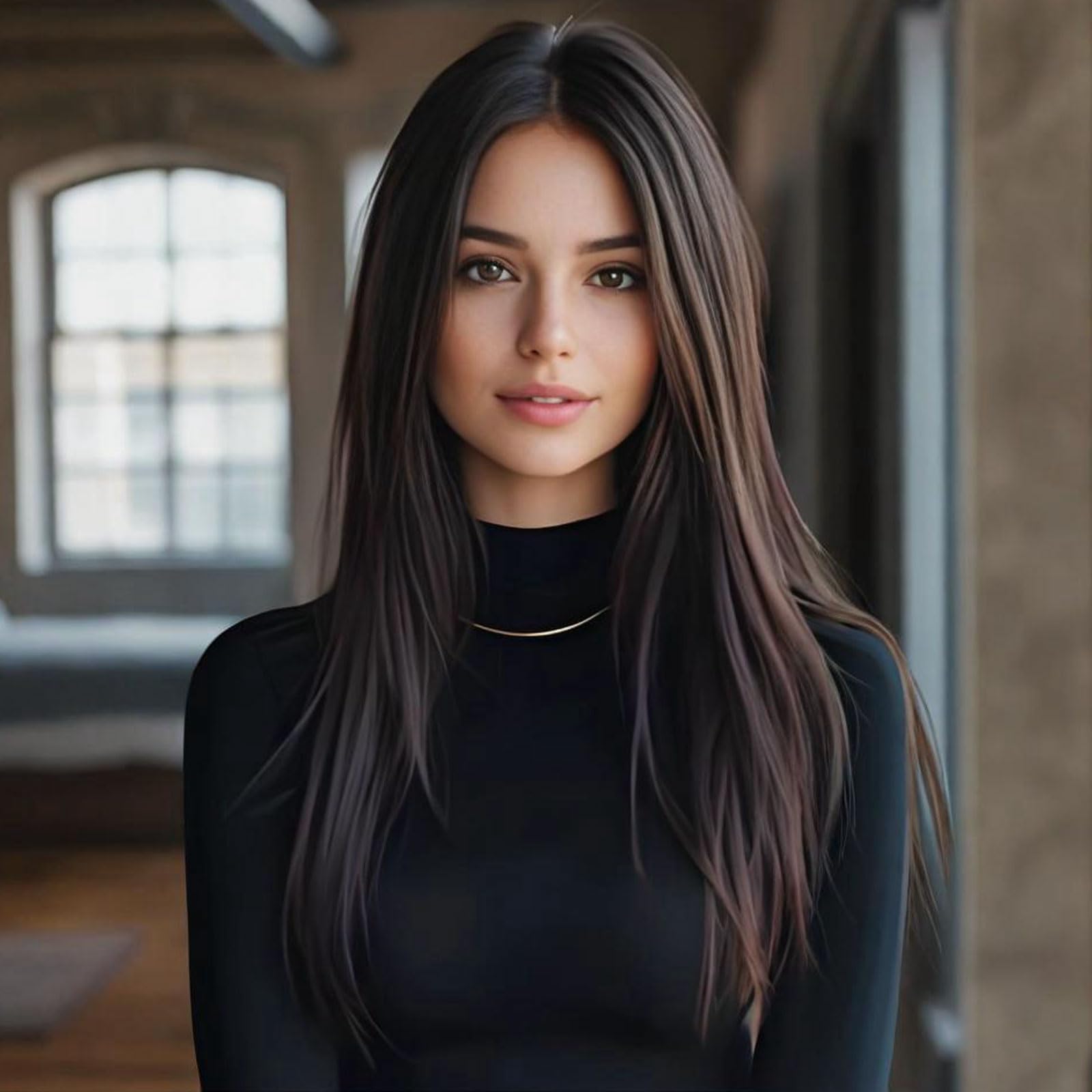 ManeMajesty Echthaar Perücke mit Spitzenfront Vorgezupftes Babyhair, Unsichtbare, 100% Brasilianisches Remy Echthaar, Glatt, Für Damen 50 CM, FS1B/30 Schwarz-Braun