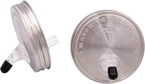 Miniatura 1 de Tapa de boquilla de licor de acero inoxidable para tarros Mason (boca ancha)