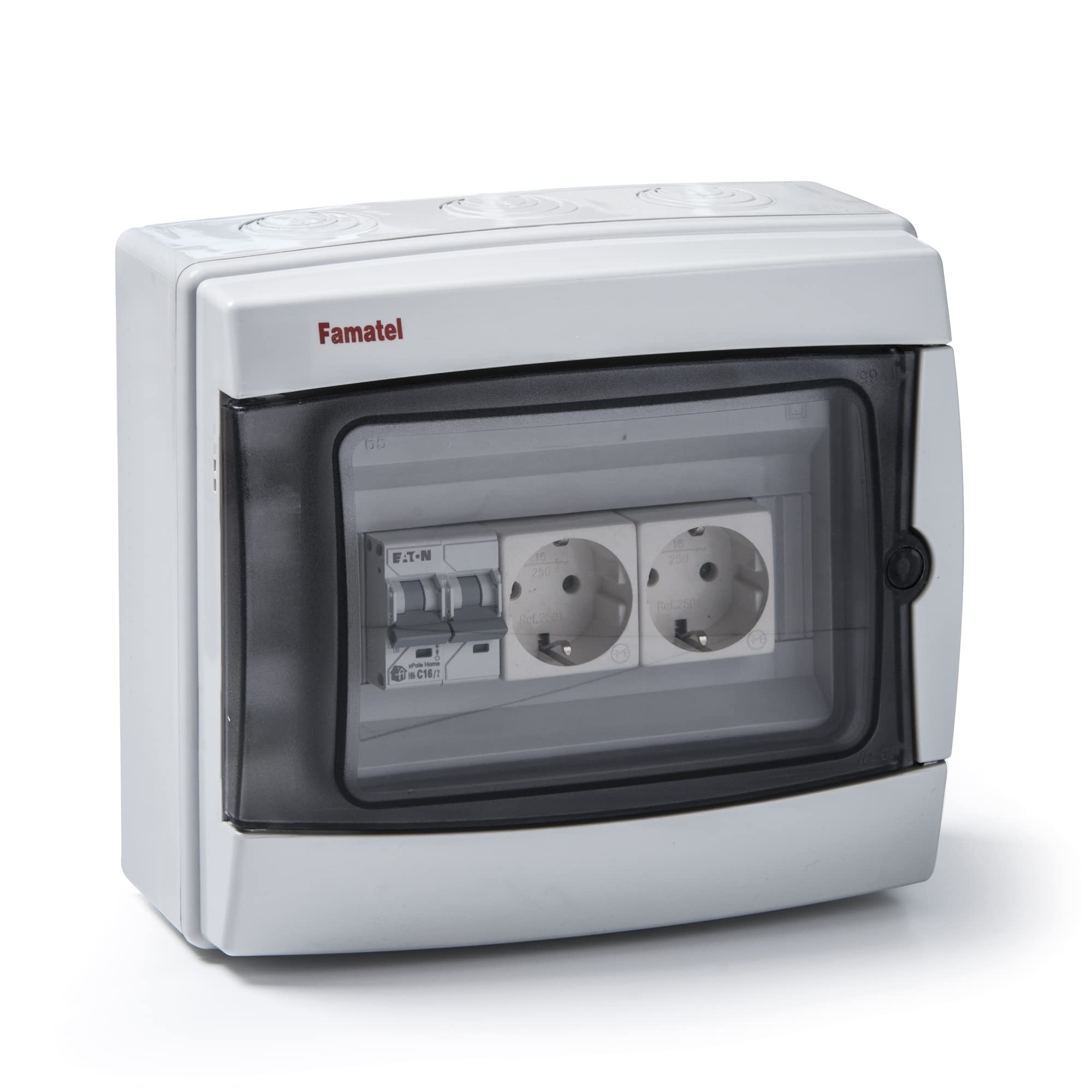 Famatel M260287 - Armario electrico superficie ip65 2 tomas con diferencial