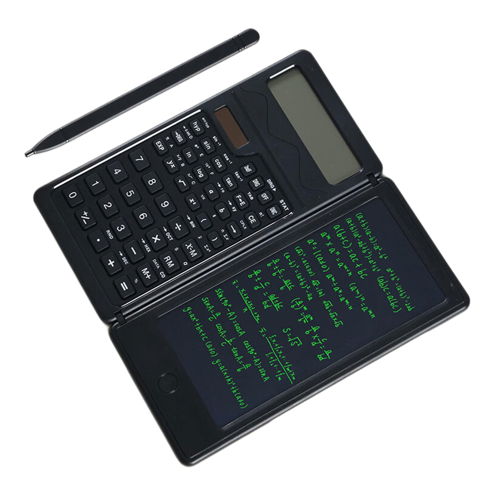 Foldable Scientific Calculator with Writing Tablet Solar/Battery Power 10-Digit Display for School Folding Pocket Calculator Scientific Calculators for Students