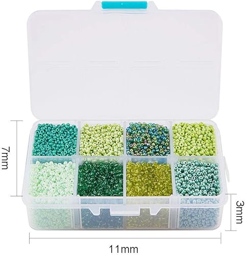 Miniatura 7 de Caja de abalorios de vidrio de varios colores de Pandahall, Verde, 4mm