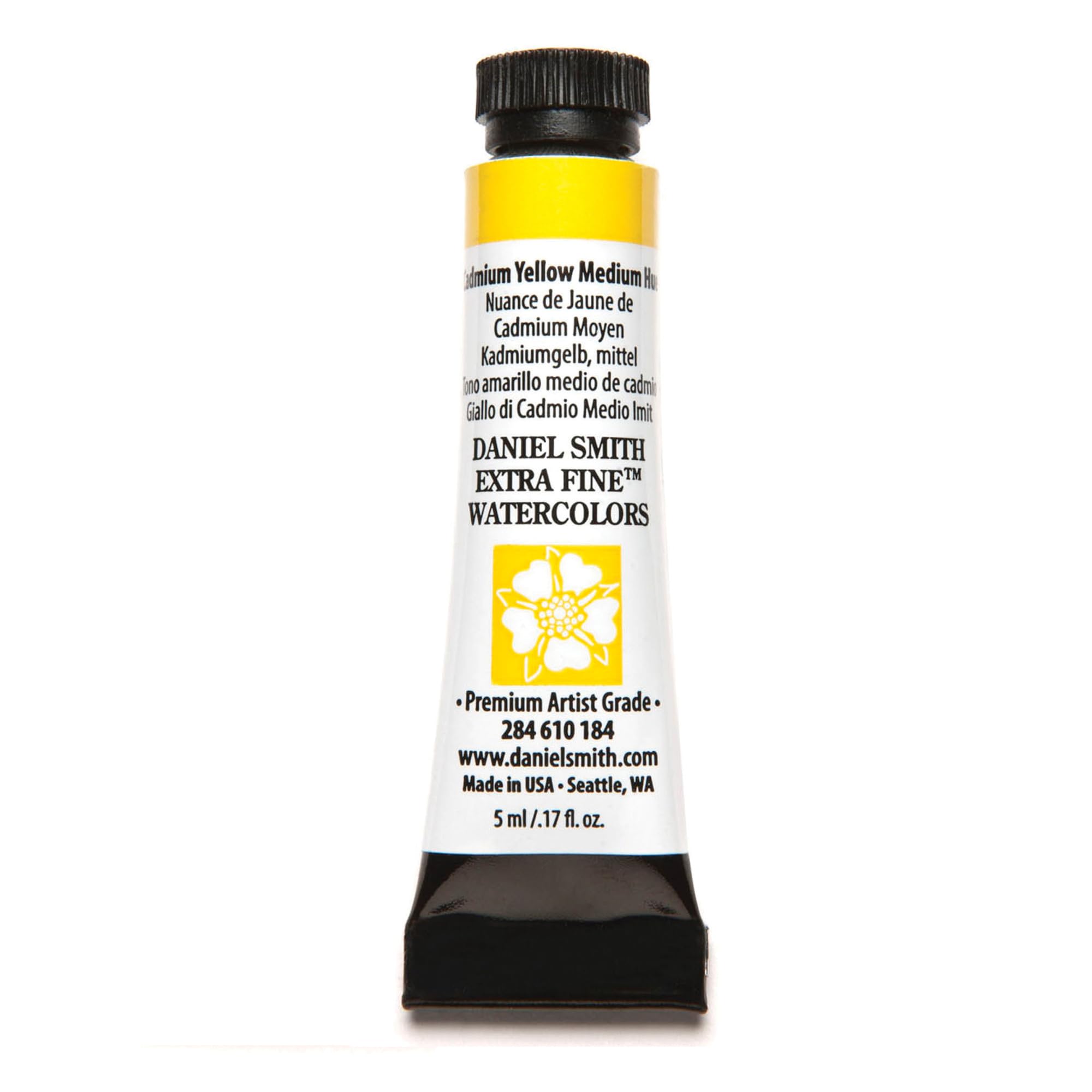 DANIEL SMITHExtra Fine Watercolor Paint, 5ml Tube, Cadmium Yellow Medium Hue, 284610184