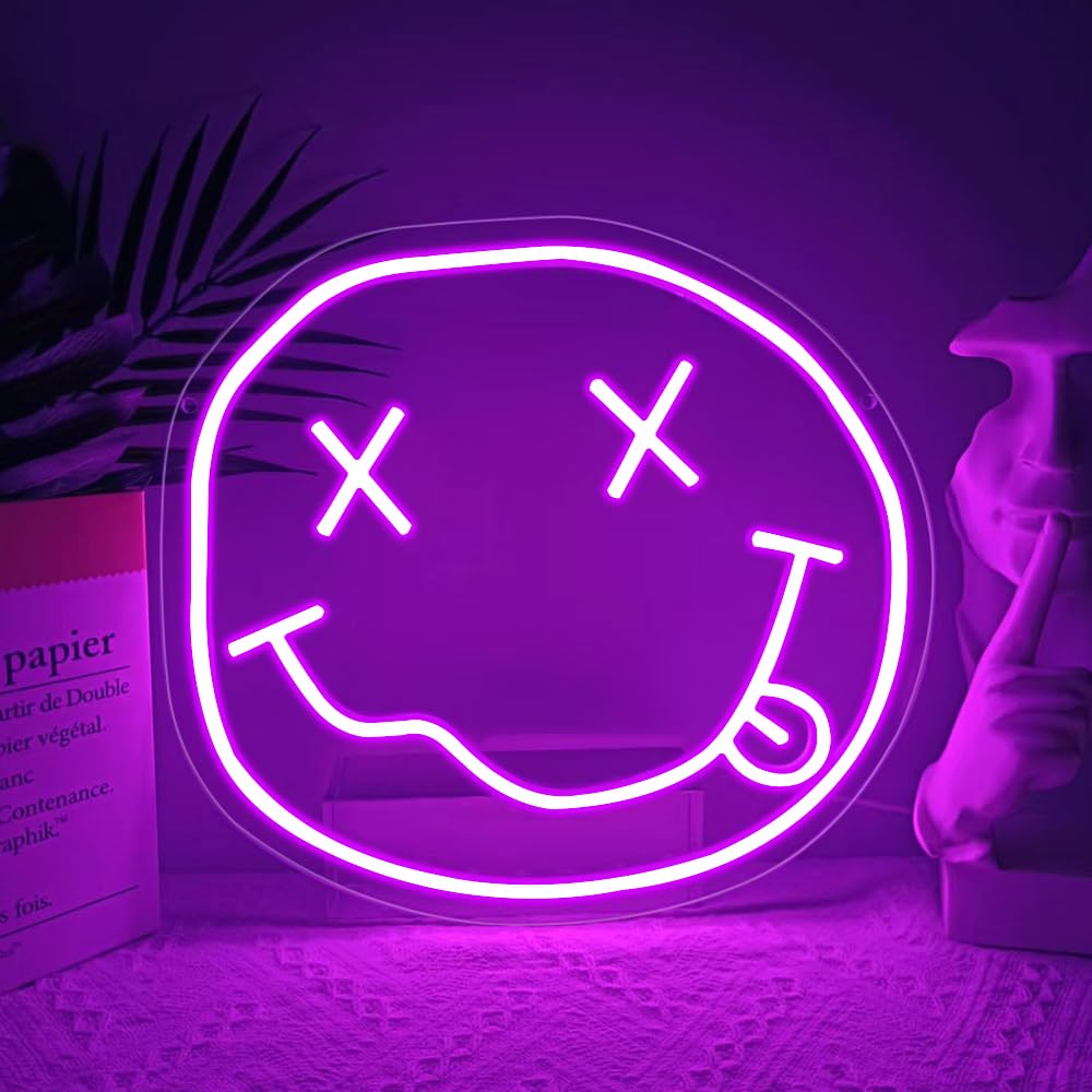 Smile Face Neon Sign for Wall Decor,USB Powered LED Melting Smile Face Neon Sign for Backdrop, Wall Art Decor Gift for Bar Bedroom Party — image 1