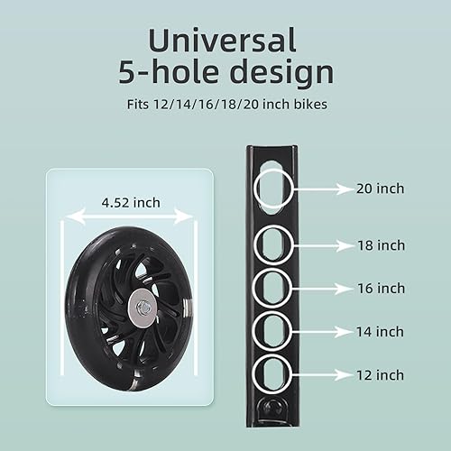 Miniatura 2 de Ruedas de entrenamiento de bicicleta para bicicleta de 12, 14, 16, 18, 20 pulgadas, ruedas ciclónicas, rueda silenciosa flash, kit de estabilizador