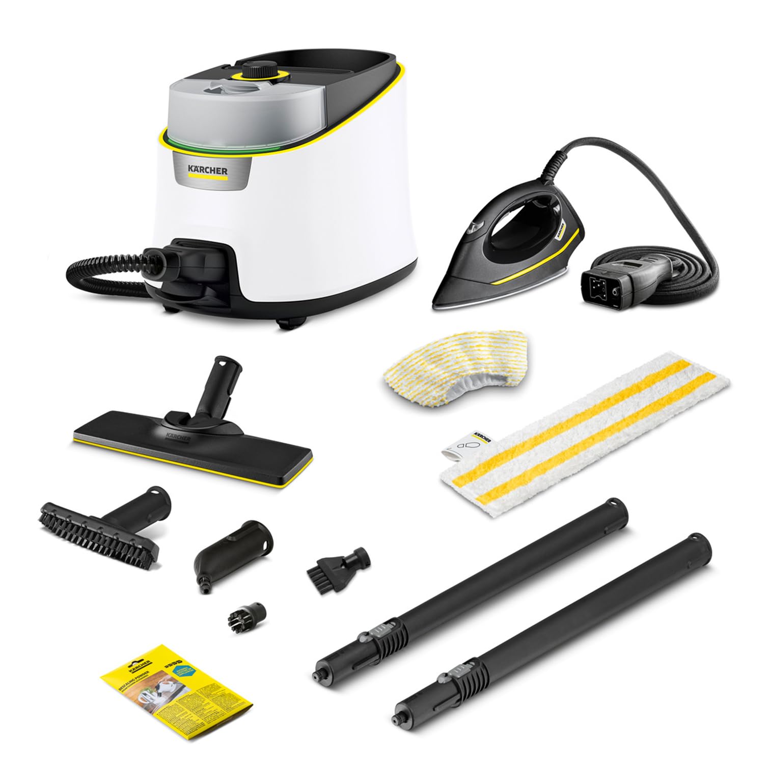 Kärcher Nettoyeur Vapeur SC 4 Deluxe Iron, Pression Vapeur: 4 bar, Préchauffage: 3 min, Surface: 130 m², Réservoir: 0,5 l + 1,3 l, avec Kit de Nettoyage de sol EasyFix, Buses, Fer à Repasser