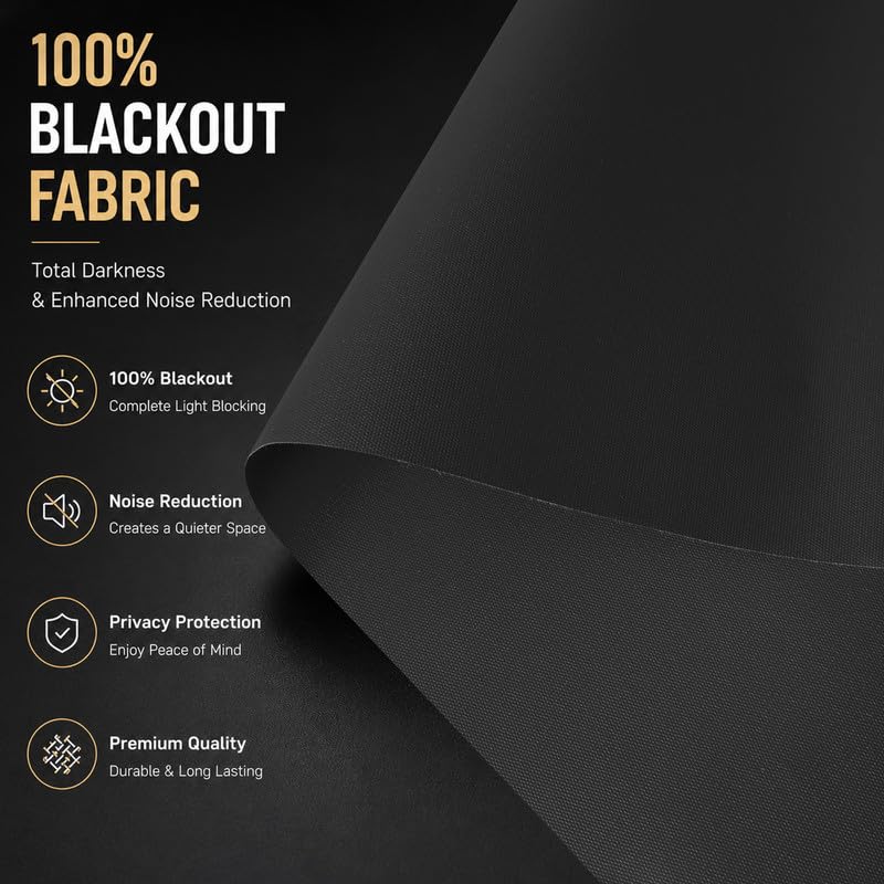 Image of 100% Blackout Roller Blind for Windows|Room Darkening & Privacy Protection Window Shade Blinds|Home, Bedroom, Living Room & Office|Black, 2.5X9 Feet, Pack of 1