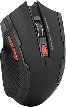 ماوس ميكانيكي للألعاب 2.4 جيجا بايت، 1000/1200/1600 ماوس مريح بثلاث سرعات DPI مع مستقبل USB، للمكتب/المنزل/سطح المكتب/الكمبيوتر/الكمبيوتر المحمول، أسود