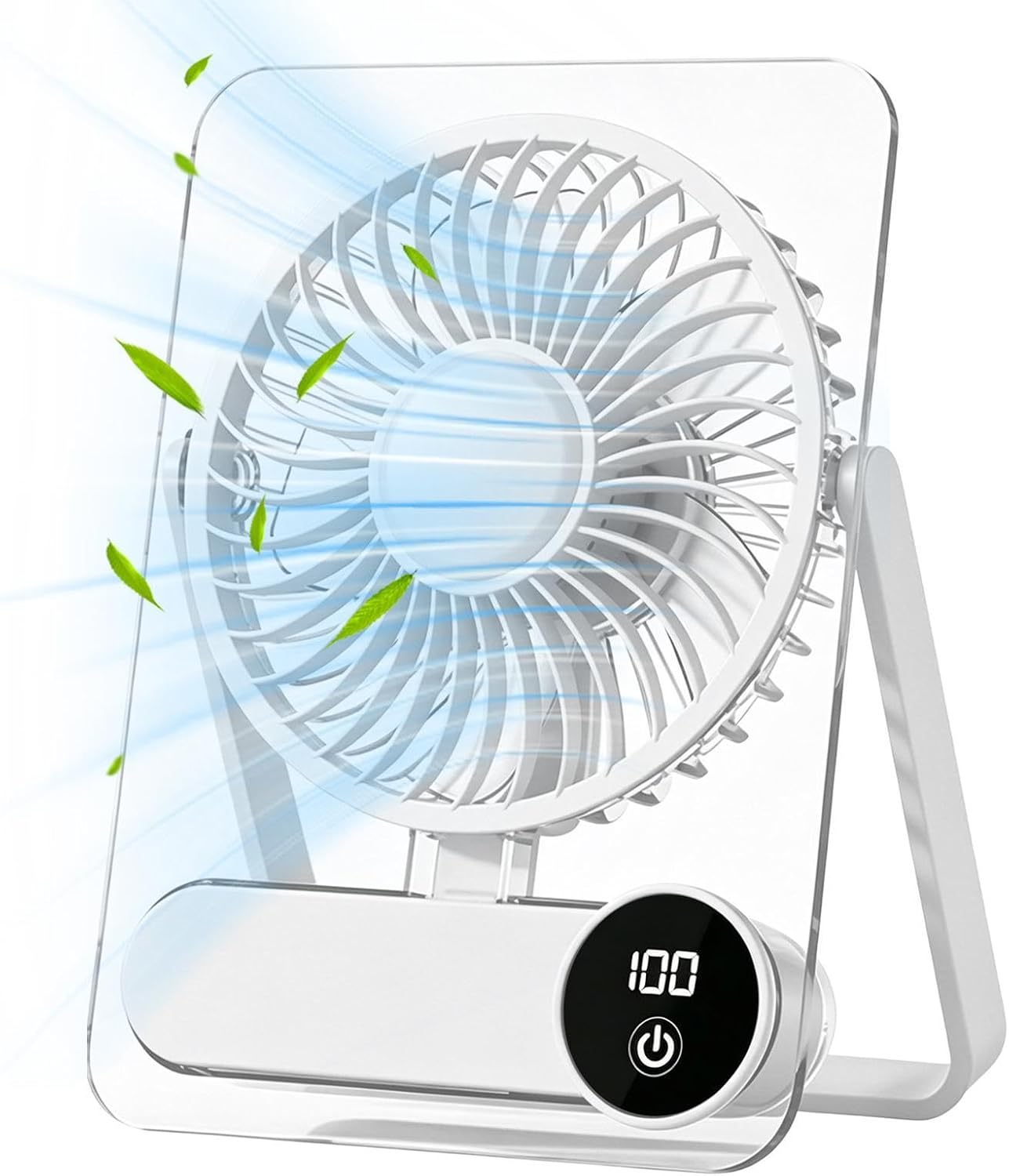 Small Fan for Desk | 100 Speeds Adjustable Rechargeable with Digital Display,Quiet Desk Fan Cooler,for Home Office Bedroom Sleep Nap Travel Cruise Outdoor Beach Vacation Camping