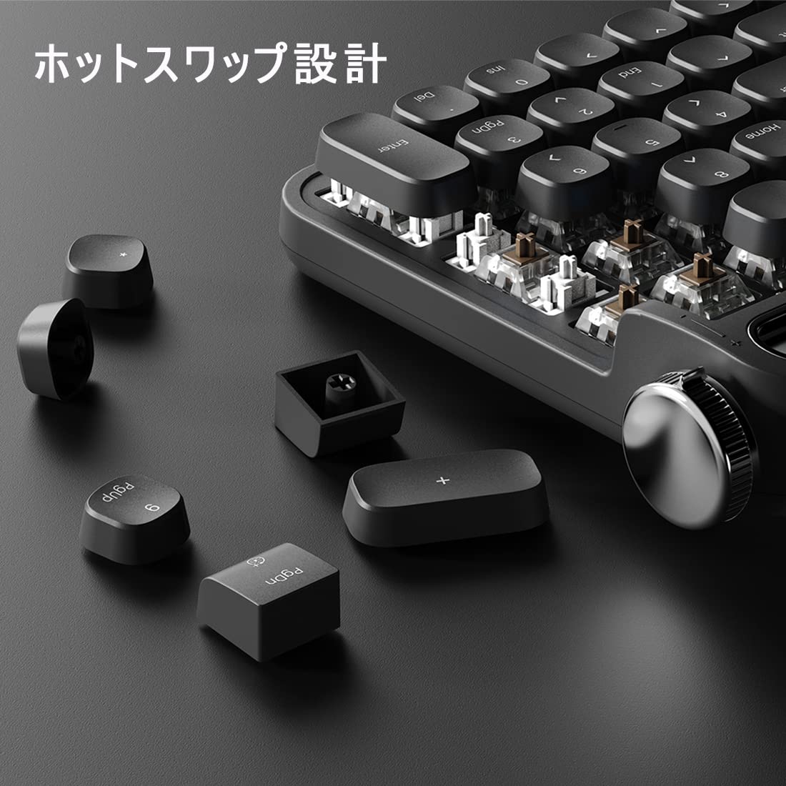 Risen タイプライター型 レトロ メカニカルキーボード LEDライト　黒 Risen タイプライター型 レトロ メカニカルキーボード LEDライト