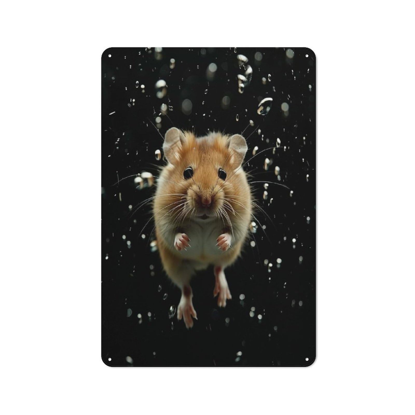 Junmoney Hamster Through Raindrops Smart Office Metal Sign 30X20cm, Study Room Decor For Home Office, Reading Corner Or Bedroom