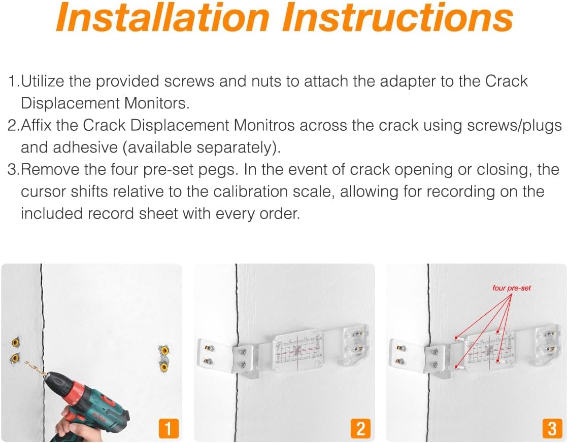 Plus Corner Tell Tale Crack Monitor, Betonrißüberwachung (5 Stück)