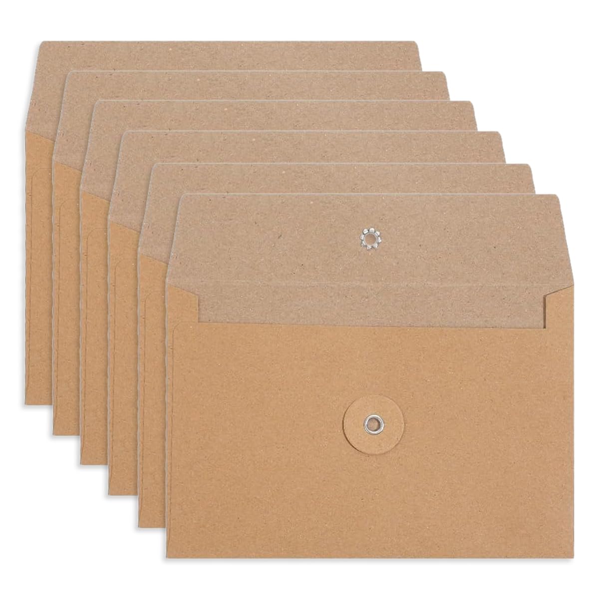 6 Piezas Carpeta de Archivo de Papel Kraft, 23 × 16 cm Marrón Sobres de Papel Kraft con Cierre de Hilo, Portátil Bolsas de Documentos A5 de Papels para Oficina, Escuela, Hogar