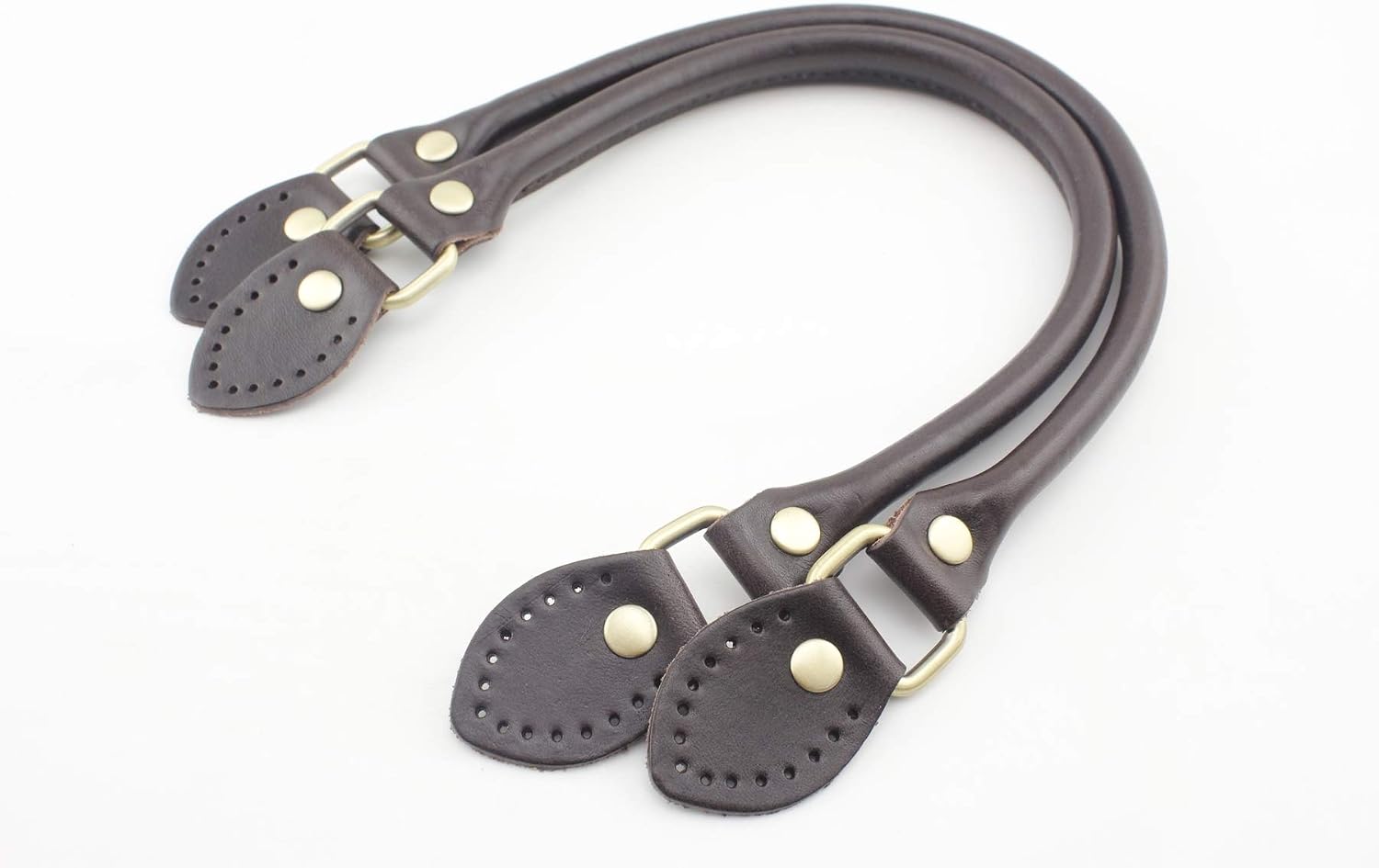 3dancraftit Pair of sew in Genuine Leather Handbag Purse Strap Handles with Alloy Clasps for Purse Bag Making Replacement 17" / 43cm Deep Brown AB39