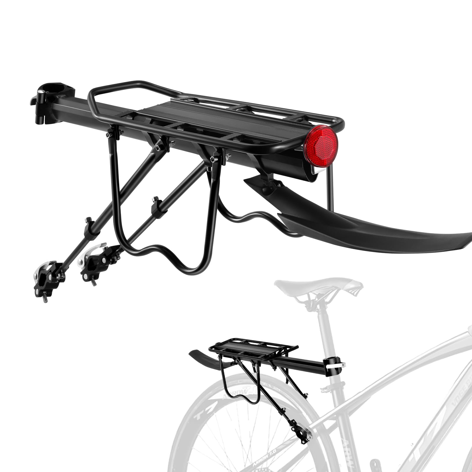 Portaequipajes para bicicleta de montaña, ajustable, aluminio, negro, capacidad de carga de 25 kg, 29 pulgadas, montaje trasero