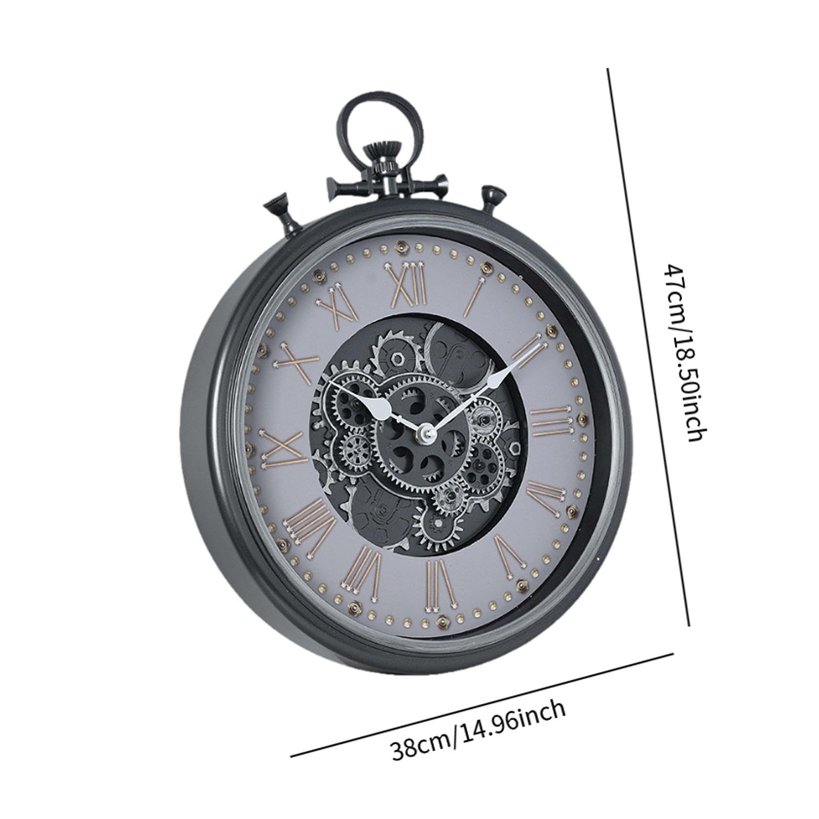Reloj de Pared, Estilo Industrial Retro, Mecanismo Silencioso, Detalles de Engranajes, Movimiento de, Acabado, Diseño, Uso Ve, Style C, Individual