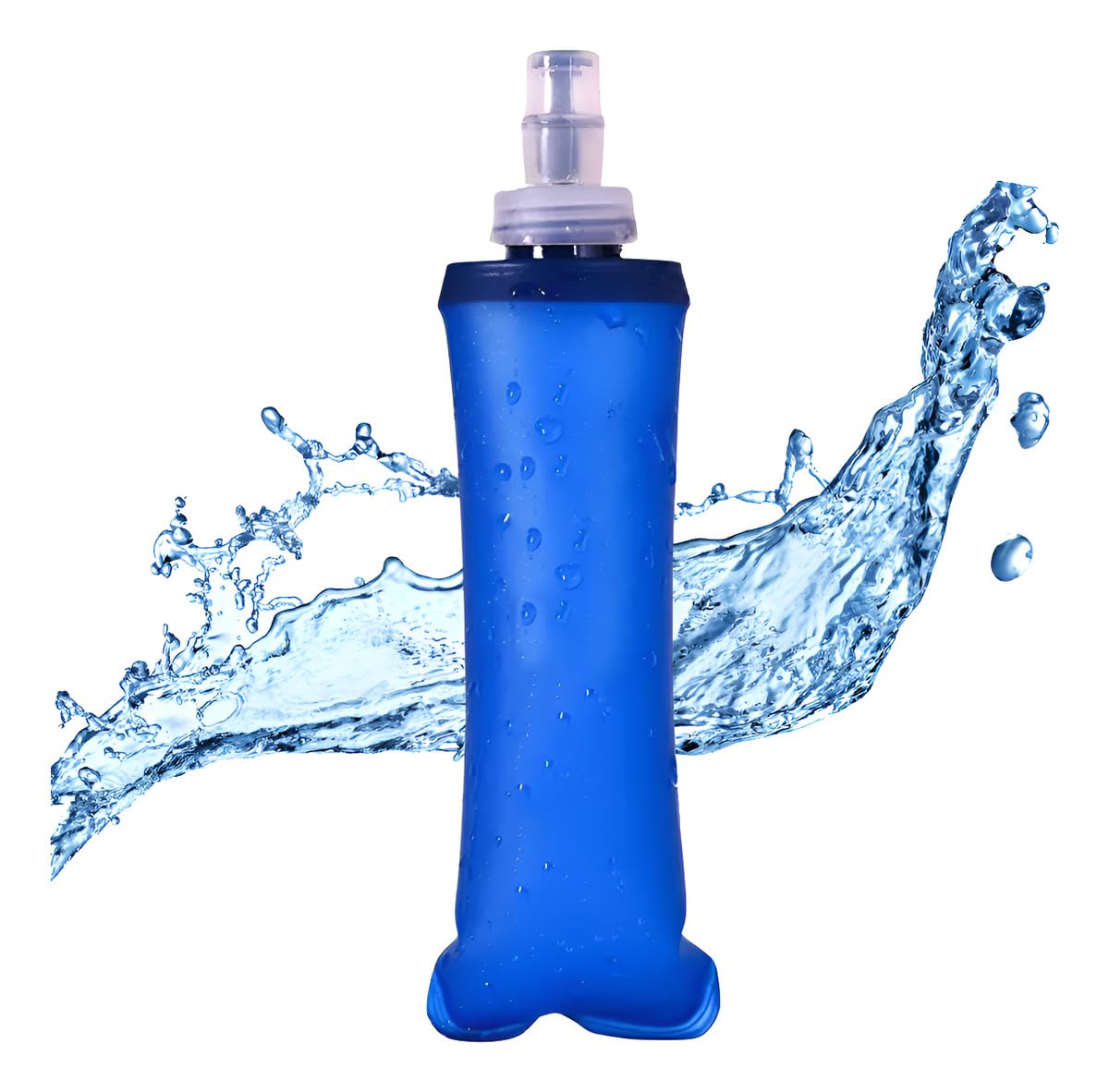Garrafa de Água Squeeze Silicone Dobrável 250ml Azul Portatil Corrida Bike Academia