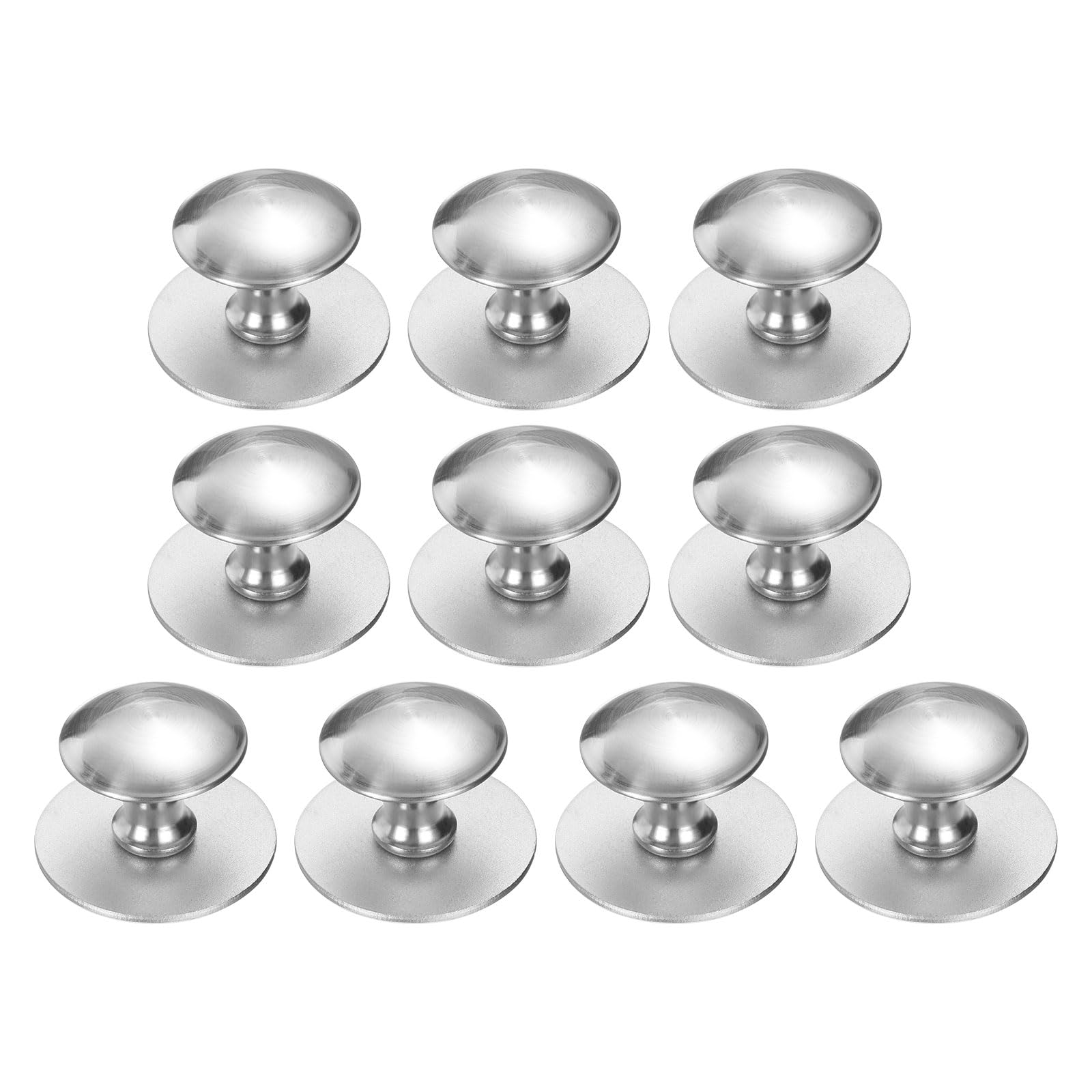 sourcing map 10 Pack Adhesive Cabinet Knobs, Stainless Steel Stick on Drawer Knobs, Round Self-Stick Instant Cabinet Handle Pulls for Window Wardrobe Cupboard Drawer Closet, Brushed Silver