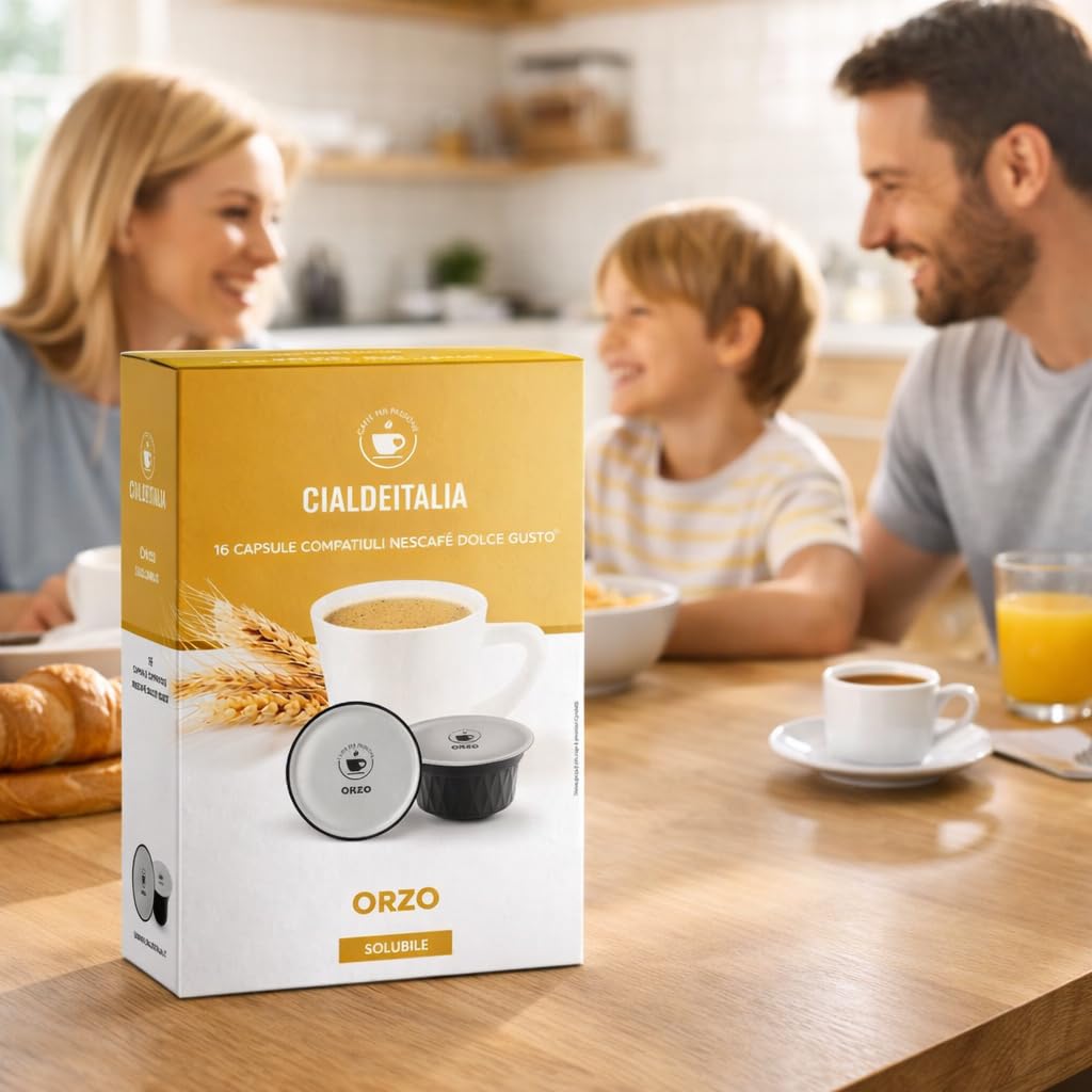 Cialdeitalia - Orzo Capsule Compatibili con macchine Nescafé Dolce Gusto, Bevanda Solubile d’Orzo Senza Caffeina dal Gusto Naturale, 192 Capsule