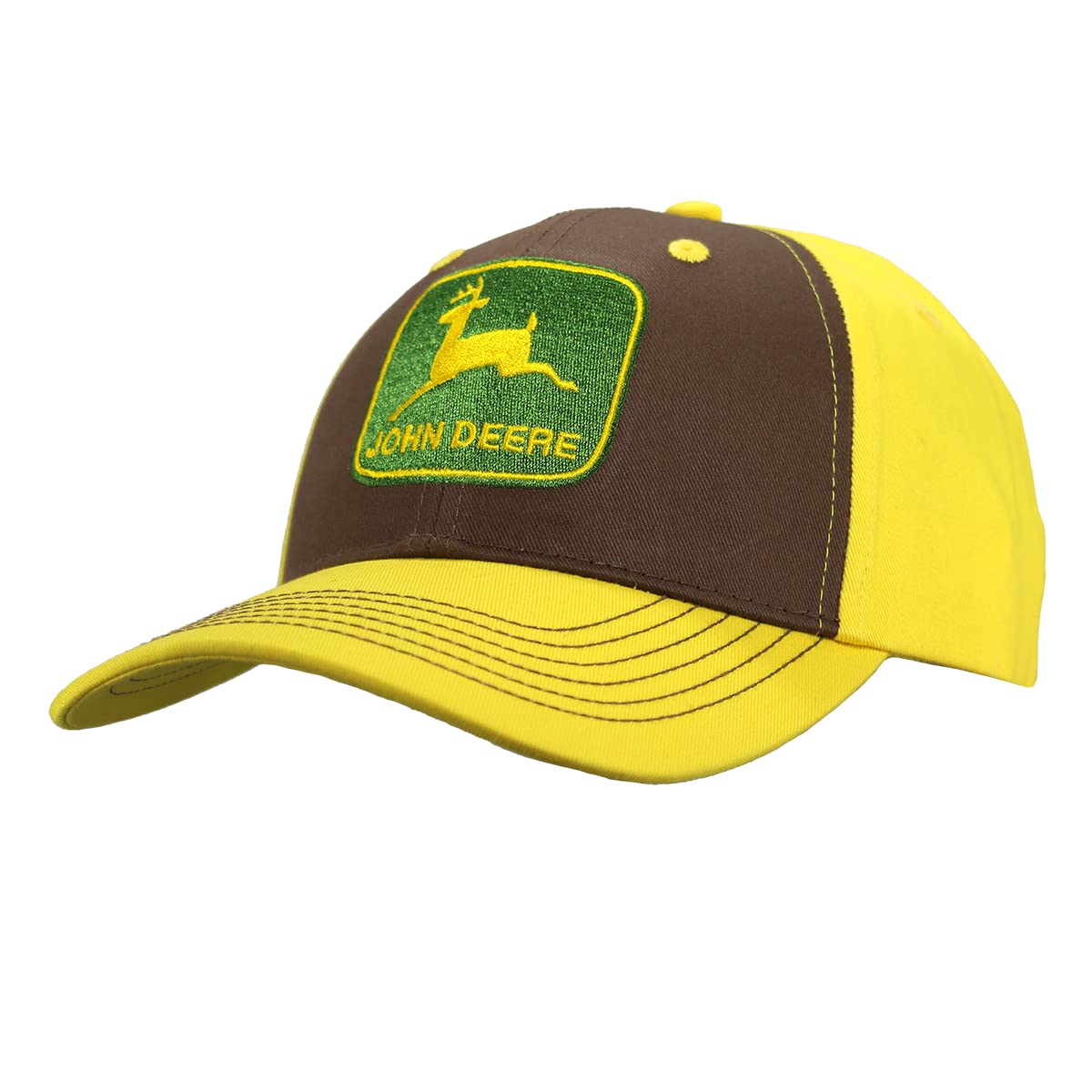 John Deere Brown and Yellow Logo Twill Hat, One Size