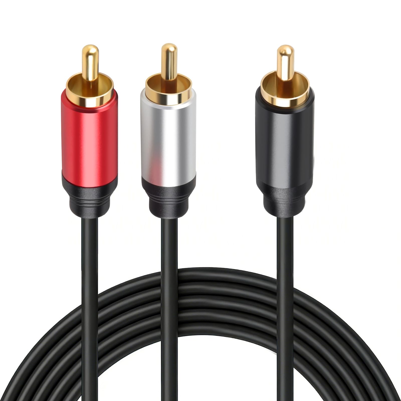 Soshine Divisor RCA Y, 1 macho a 2 cables en Y de audio macho (paquete de 2), 40 pulgadas (1 m), chapado en oro de 24 quilates, cable de subwoofer para subs, amplificadores, TV, cine en casa, sistemas