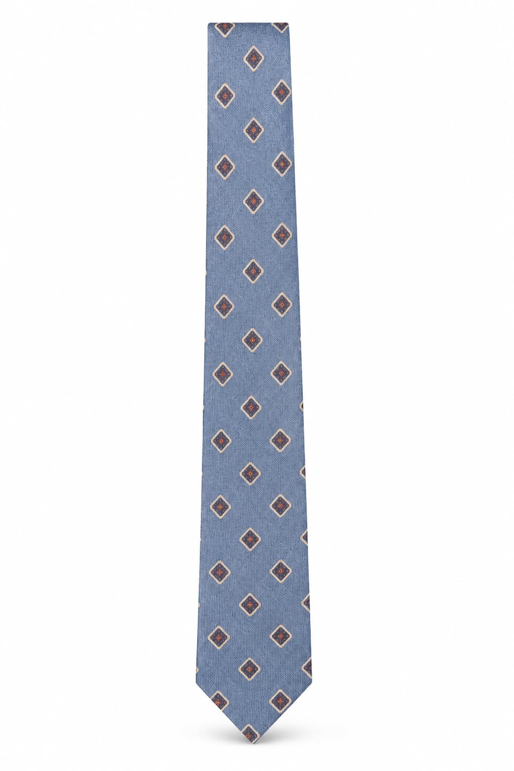 Prince Bowtie - Krawatte 7cm - Blaue Wollkrawatte mit Rauten Muster - ONE SIZE